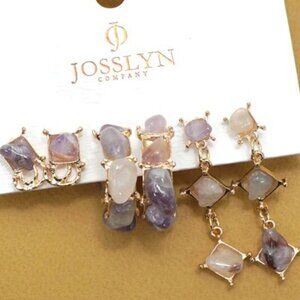 Amethyst Purple Natural Stone Trio Earring Set